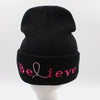 Unisex Men Women Beanies Knitted Hat Believe Letter Skullies Baggy Hip Pop Winter Bonnet Caps Black