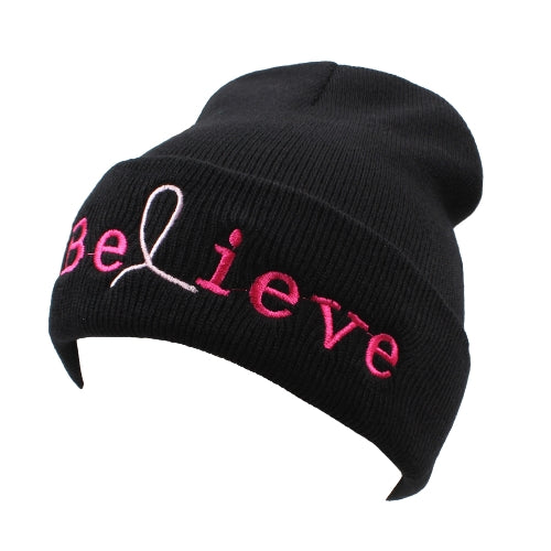 Unisex Men Women Beanies Knitted Hat Believe Letter Skullies Baggy Hip Pop Winter Bonnet Caps Black