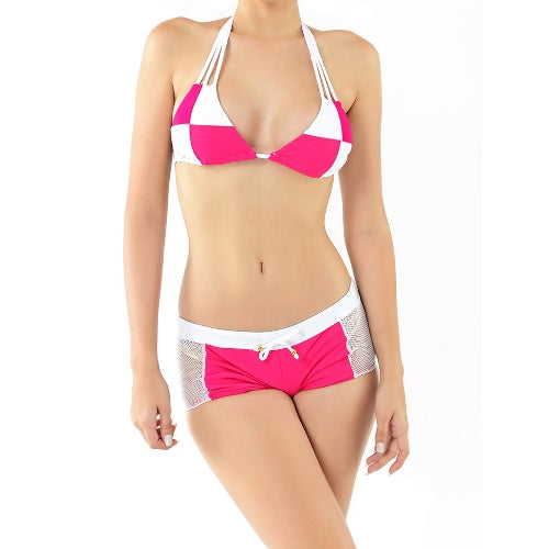 جديد مثير المرأة بيكيني مجموعة اللون كتلة الرسن اللاسلكية مبطن قطعتين المايوه ملابس السباحة روز