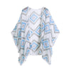 Sexy Women Swimwear Cover Up  Breathable Chiffon Geometric Print Beach Sun-Proof  Bikini Cover Up White