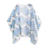 Sexy Women Swimwear Cover Up  Breathable Chiffon Geometric Print Beach Sun-Proof  Bikini Cover Up White