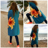 Women Chiffon Kimono Cardigan Floral Print Boho Loose Outerwear Beachwear Bikini Cover Up Blue