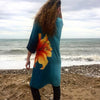 Women Chiffon Kimono Cardigan Floral Print Boho Loose Outerwear Beachwear Bikini Cover Up Blue