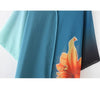 Women Chiffon Kimono Cardigan Floral Print Boho Loose Outerwear Beachwear Bikini Cover Up Blue