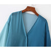 Women Chiffon Kimono Cardigan Floral Print Boho Loose Outerwear Beachwear Bikini Cover Up Blue