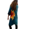 Women Chiffon Kimono Cardigan Floral Print Boho Loose Outerwear Beachwear Bikini Cover Up Blue