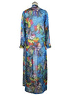 Sexy Women Chiffon Bikini Cover Up Floral Print Bohemia Cardigan Kimono Loose Outerwear Beachwear Green/Blue