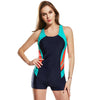 Fashion Women One Piece Swimsuit Panel Splicing Racing Sports Swimwear Racer Back Monokini