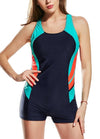 Fashion Women One Piece Swimsuit Panel Splicing Racing Sports Swimwear Racer Back Monokini