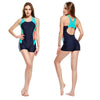 Fashion Women One Piece Swimsuit Panel Splicing Racing Sports Swimwear Racer Back Monokini
