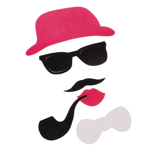 مجموعة قناع صور دعائم مكونة من 24 قطعة لحفلات الزفاف وأعياد الميلاد وحفلات عيد الميلاد وقبعة اللحية ونظارات الشفاه وأنابيب التبغ والديكور الإبداعي