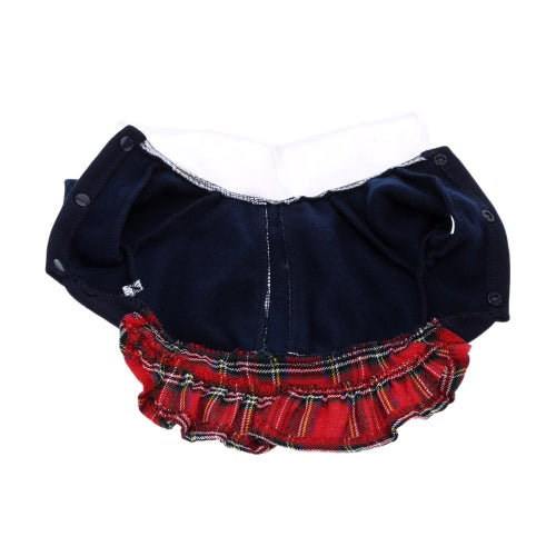 Lovely Bowtie Fashionable Campus Style Pet Puppy Dog Clothes Jumpsuit Couple Dress for Spring Autumn Female M