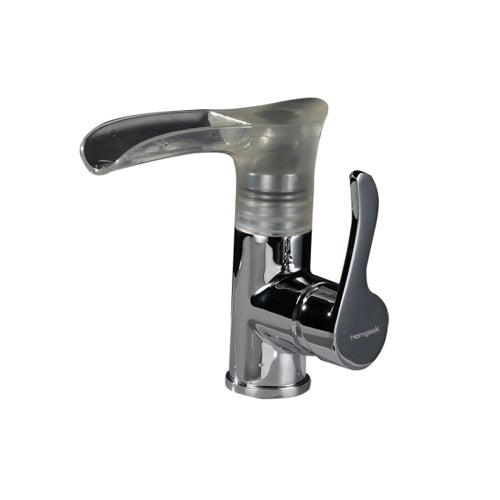 Homgeek أنيقة الحديثة الطراز عالية الجودة Thermochromic LED مقبض واحد النحاس شلال صنبور خلاط لحوض المطبخ مرحاض الحمام المنزل فندق