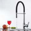 Homgeek Elegant High-quality Single Handle Hole Kitchen Faucet Swivel Spout Pull Out Sprayer Brass Chromed Polished Deck Mount Basin Mixer Tap with Black Hose
