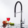 Homgeek Elegant High-quality Single Handle Hole Kitchen Faucet Swivel Spout Pull Out Sprayer Brass Chromed Polished Deck Mount Basin Mixer Tap with Black Hose