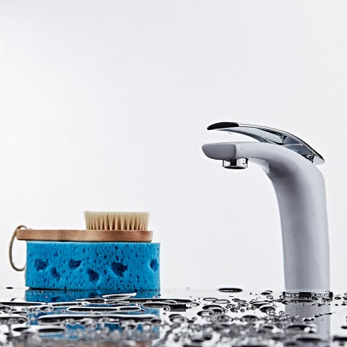 Homgeek White Single-Lever Basin Mixer Tap Faucet Bathrooms Lavatory Brass Hotel Home Deck Mount High Quality