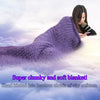Super Chunky Hand Knit Throw Blanket Crochet Warm Thick Bulky Knitted Soft Sleek Big Sofa Living Room Handwoven 23.6x23.6in