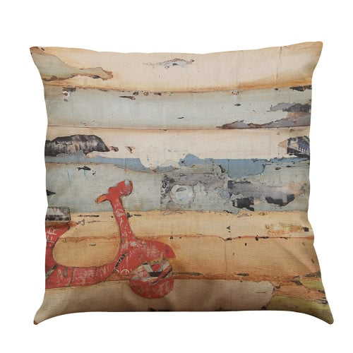 Cartoon Animated Romantic Modern Fashionable Cute Colorful FAW Volkswagen Mini Motorbike Bus Truck Roadster bicycle Recreational Vehicle Caravan Sea Sunshine Designs Patterns Oil Painting Printed Square Cushion Pillowcases Throw Pillow Covers Decorative G
