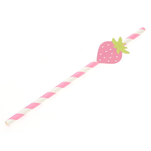 50pcs/set Color Cartoon Disposable Paper Drinking Straws for Birthday Wedding Swimming Pool Party Decorations Supplies--Strawberry