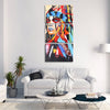 16 * 24 inches 3-Panel Unframed Waterproof Hand-Painted Oil Painting Abstract Indian Canvas Pictures Wall Art Decor for Living Room Office