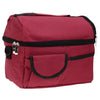 Large Capacity Insulated Square Lunch Bag Cooler Tote Carry Bags Travel Bento Box with Adjustable Shoulder Strap (Wine Red)