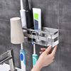 Toothbrush Holder Toothpaste Holer Cup Holder Multifunction Bathroom Hardware Accessory Adhensive Wall Mount Toothpaste Holer Organizer