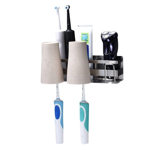 حامل فرشاة الأسنان ومعجون الأسنان حامل الكأس متعدد الوظائف ملحقات أجهزة الحمام لاصق جدار جبل معجون الأسنان المنظم
