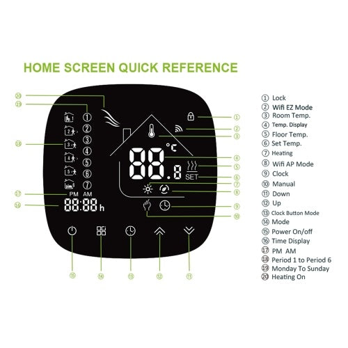 Wifi Thermostat with Touchscreen LCD Display