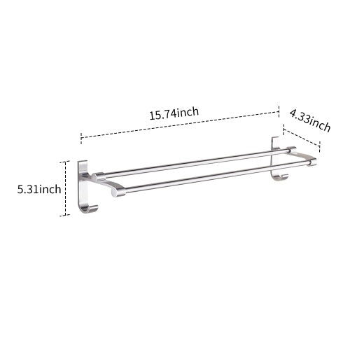 Towel Bar With Hook 2-Bars Arms Bath Towel Clothes Hanger