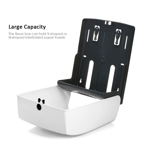 CHUANGDIAN Wall Mounted Tissue Dispenser Box Lock Design Large Capacity Visable Window Paper Holder Towel Container for Home Kitchen Bathroom Hotel Mall Office