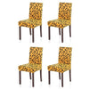 4pcs Stretch Removable Washable Short Dining Seat Cover Soft Milk Silk Spandex Printing Chair Cover Slipcover for Wedding Party Hotel Dining Room Ceremony Chair Seat Covers Champagne