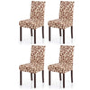 4pcs Stretch Removable Washable Short Dining Seat Cover Soft Milk Silk Spandex Printing Chair Cover Slipcover for Wedding Party Hotel Dining Room Ceremony Chair Seat Covers Champagne