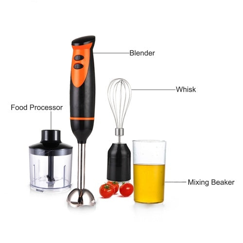 Hand Blender 4-in-1 Multifunctional Hand Stick Blender Stainless Steel Stick Blender 500ml Mixing Beaker 330ml Food Processor Whisk Attachment Smoothies Sauces and Soups
