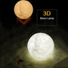 مصباح قمر كبير إضاءة ليلية LED طباعة ثلاثية الأبعاد قاعدة مربعة 3 ألوان مصباح قمر مكتبي ضوء ليلي قابل للتعتيم مع حامل للتحكم باللمس في السطوع