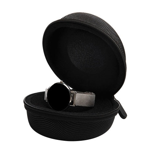 Watch Storage Case Waterproof Portable Watch Travel Case Single Smart Clock Rits Box with Zipper, Fall&Shock Proof Cushioned Round Watch Case for Travel Home, Fits All Wristwatches & Smart Watches