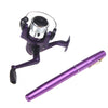 Mini Aluminum Pocket Pen Fishing Rod Pole + Reel Purple