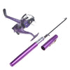 Mini Aluminum Pocket Pen Fishing Rod Pole + Reel Purple