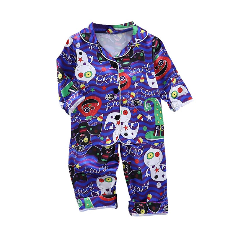 Halloween Satin Silk Pajama - Blue