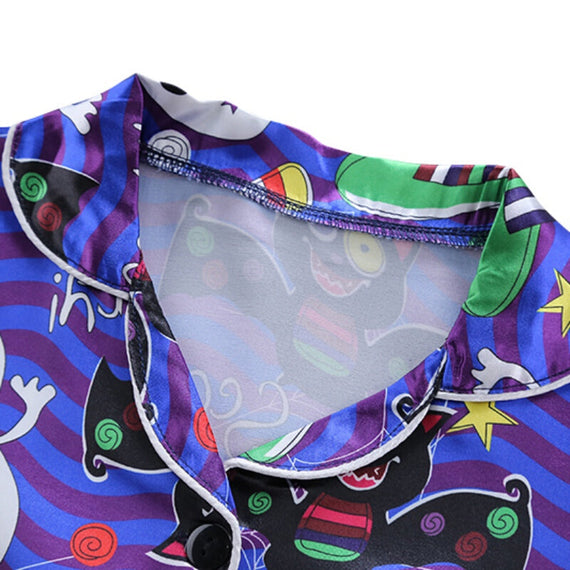 Halloween Satin Silk Pajama - Blue
