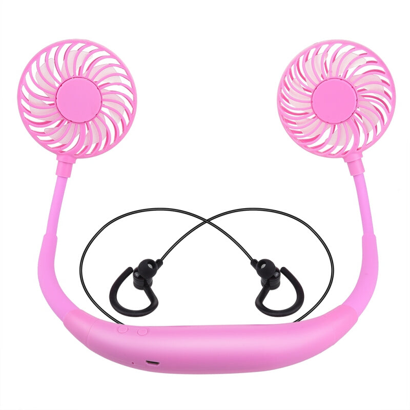 Hand Free Bluetooth Headset with Fan - Pink