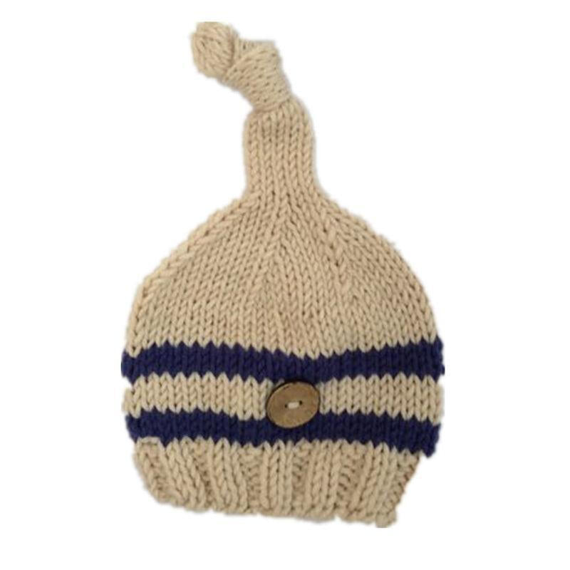 Infant Knit Crochet Hat - Beige