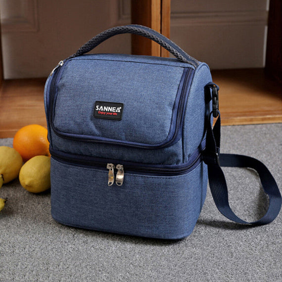 LB04 Insulated Thermal Cooler Tote Bag with Dual Compartment- Blue