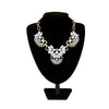 Fashion Trendy Vintage Retro Clear Crystal Cluster Bubble Necklace Petal Rhinestone Bib Choker Flower Collar Jewelry Drop Pendant Accessory