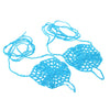 Blue Cotton Thread Crochet Foot Chain Bracelet Anklet Netlike Pattern Beach Barefoot Sandal