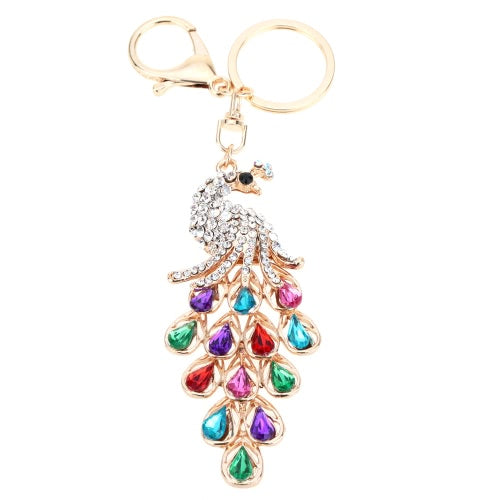 مجوهرات فاشونال جوفاء شينينغ راينستون aureate peafowl key ring سلسلة مفاتيح المفتاح
