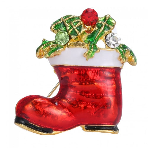 بلينغ بلينغ عيد الميلاد سانتا كلوز بروش كريستال راينستون ذوي الياقات