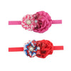9Pcs Colorful Sweet Style Rose Flowers with Bead Crystal Headband Hairband Headwear Accessories for Girls Kids Infants Baby