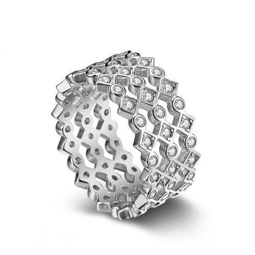 JURE 925 خاتم فضة دائري زركونيا أبيض خاتم الخطوبة الزفاف