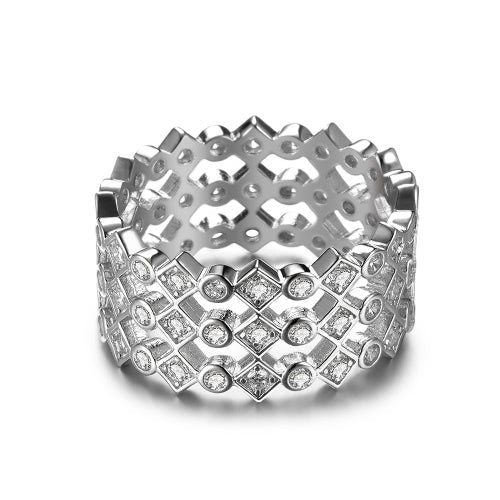 JURE 925 خاتم فضة دائري زركونيا أبيض خاتم الخطوبة الزفاف