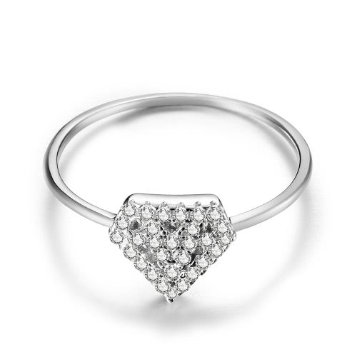 JURE 925 Sterling Silver Ring Zirconia Heart-shaped Wedding Engagement Ring Proposal Bridal Halo Replacement
